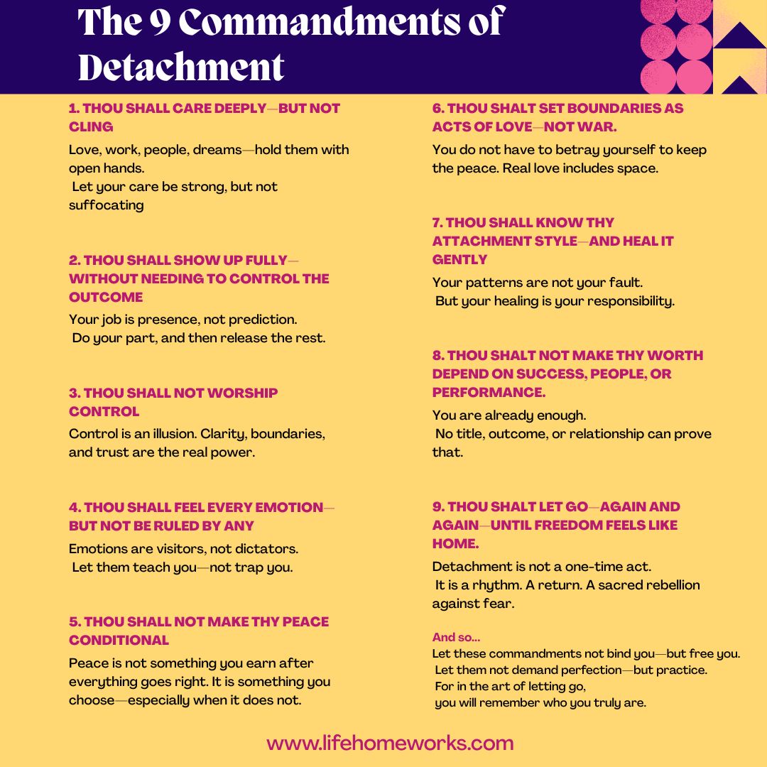The 9 Commandments of Detachment - Life Homework